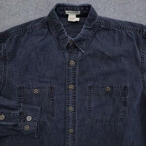 Carbon2Cobalt Shirt Mens Large Blue Chambray Denim Work Utility Button Up